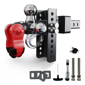Heavy-Duty Adjustable Tri-Ball Hitch – 1-7/8", 2", 2-5/16", Fits 2" Receiver, 10,000LBS