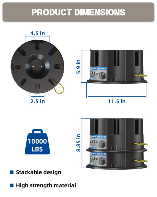 Trailer Jack Block – 10,000 lbs Capacity, Fits Most RV Jacks - Image 5