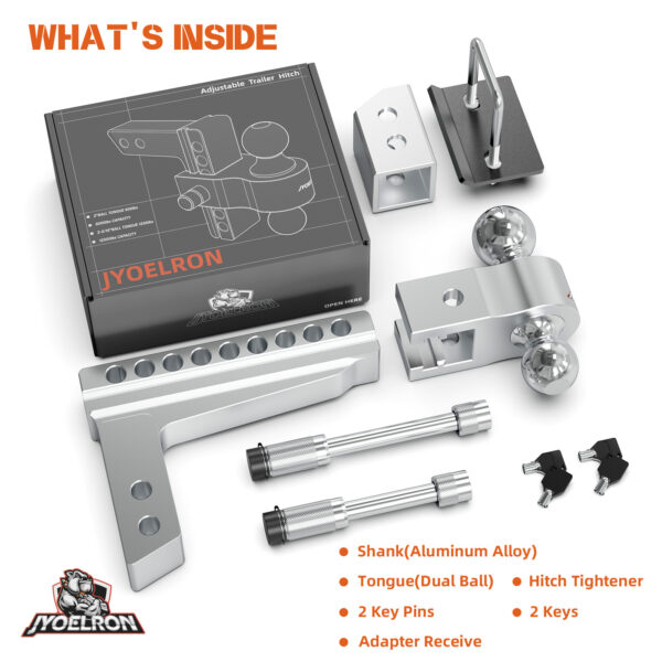 2.5" Receiver Hitch, 8" Drop/Rise, Dual Ball, 12,500 lbs - Image 6
