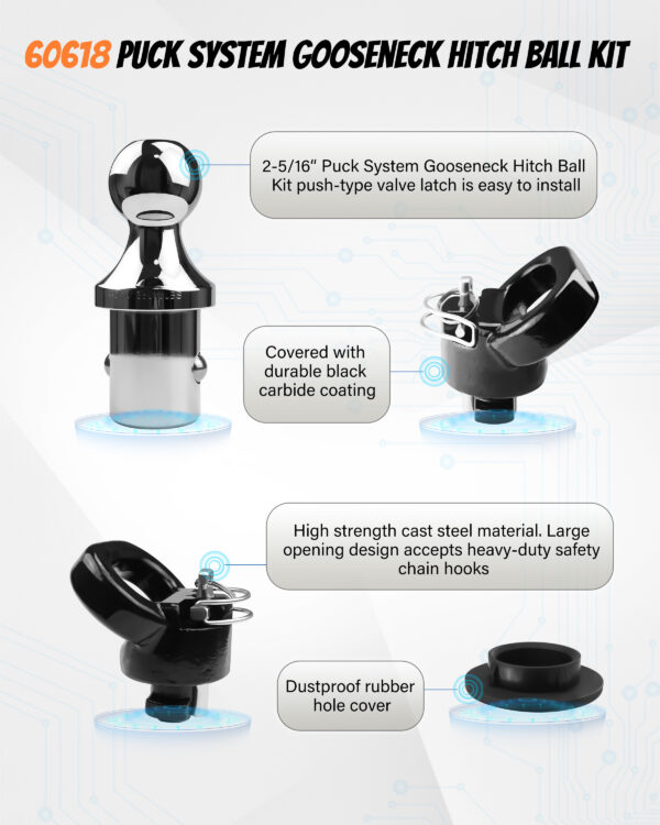 60618 Puck System Gooseneck Hitch Ball Kit - Image 2