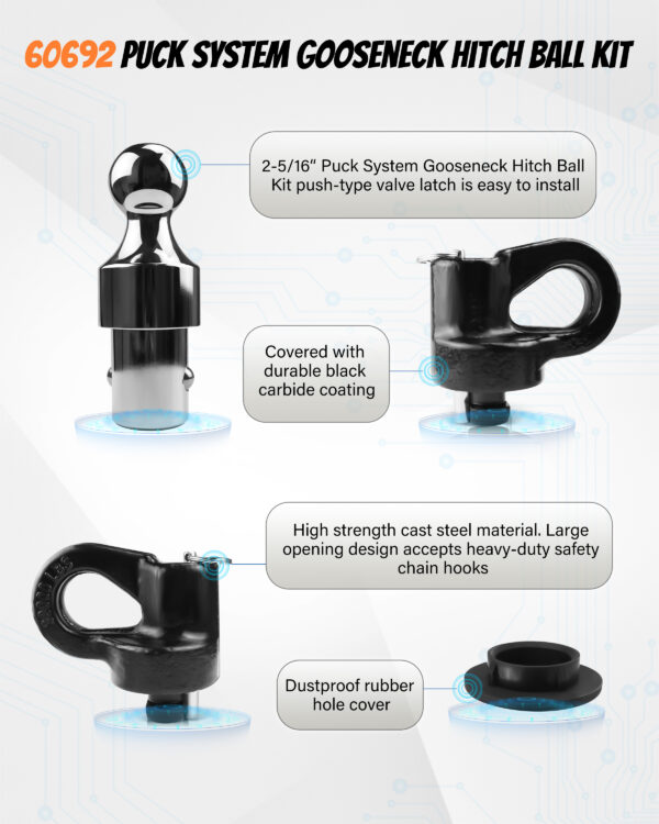 60692 Puck System Gooseneck Hitch Ball Kit - Image 3