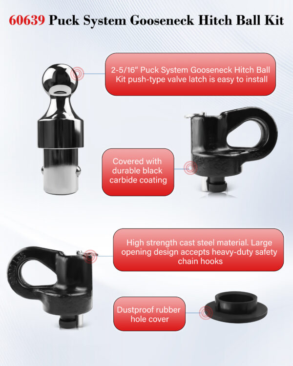 60639 Puck System Gooseneck Ball Hitch Kit - Image 3